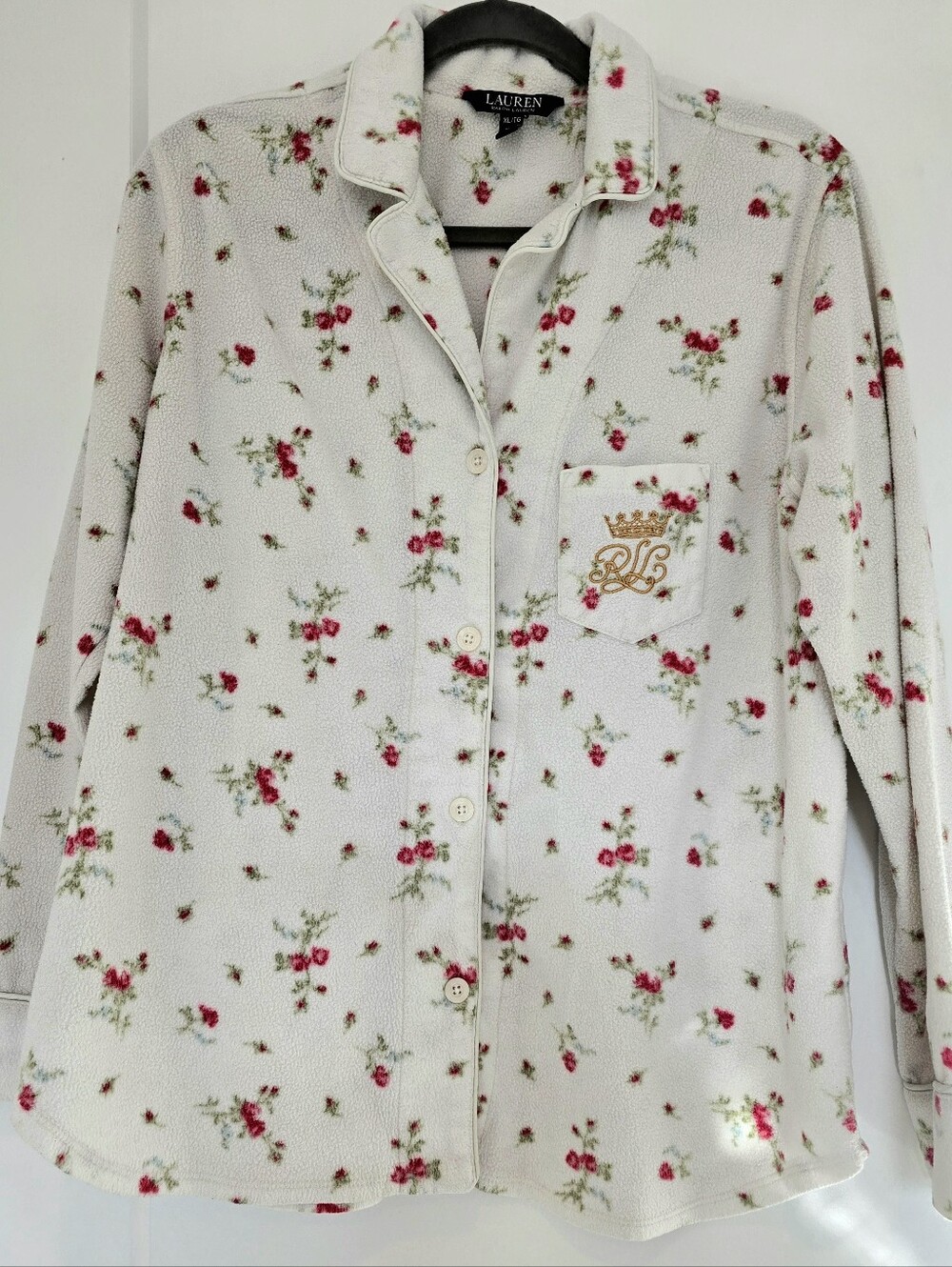 Ralph Lauren Floral Button-Up Sleep Shirt White And Pink Cottagecore Prairie